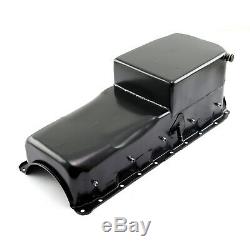 Chevy BBC 454 6Qt Rear Sump 2Pc Rms Black Drag Oil Pan with Bolt On Windage Tray