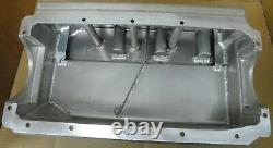 Dan Olson SB Chevy Alum Dry Sump Oil Pan, Billet Ends, 3 Pickups, 6 1/2 Deep